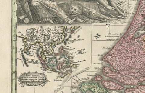 Dutch Republic & East Indies, Belgium Foederatum Map by Seutter, 18th Century, close-up 3