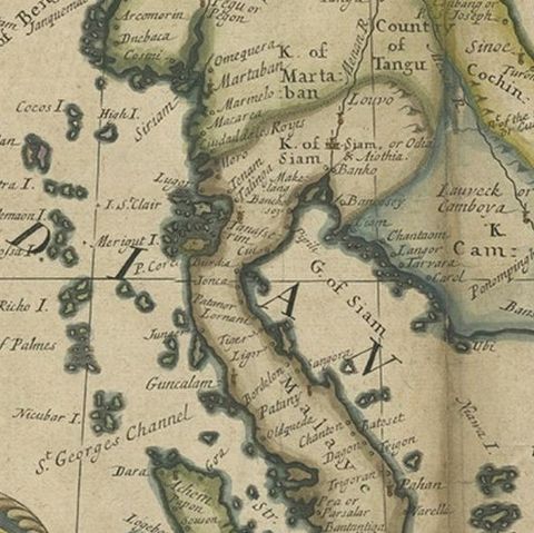 Antique Map of Southeast Asia from Persia to the Timor Island, 1712, close-up 4