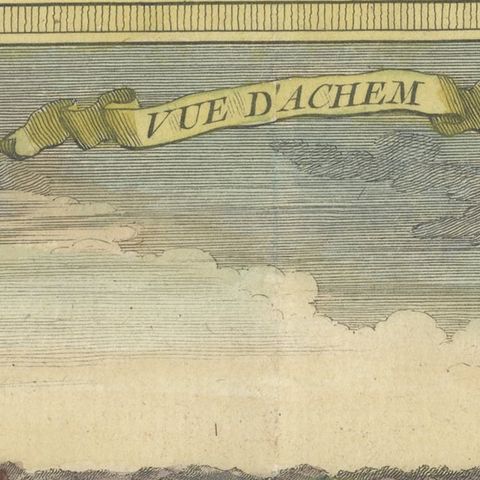 Antique Print with a View of Aceh, Sumatra in Indonesia, close-up 4