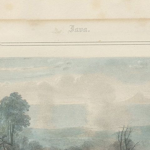 Antique Print of the Crater of Pulu-Sari, Indonesia, c.1845, close-up 1