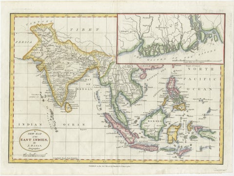 1782 Map of the East Indies, India, Siam, Philippines, Java, Borneo, Ganges, view 2