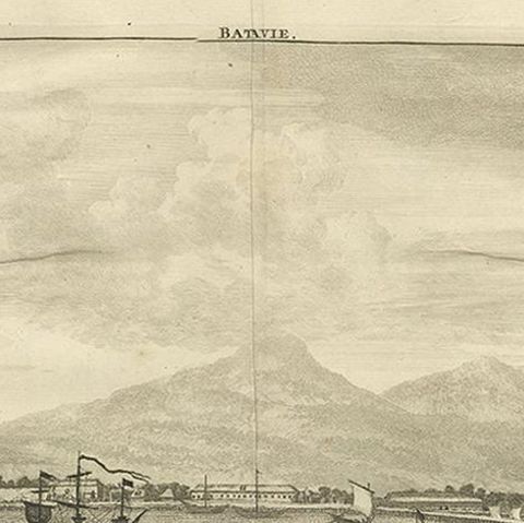 Antique Print of Batavia by De Bruyn, 1714, close-up 1