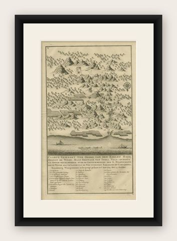 Antique Print of the Road Between Semarang and Kartosuro, Java, 1726, shown framed