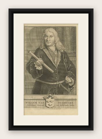 Antique Portrait of VOC Governor Willem van Outhoorn, 1726, shown framed