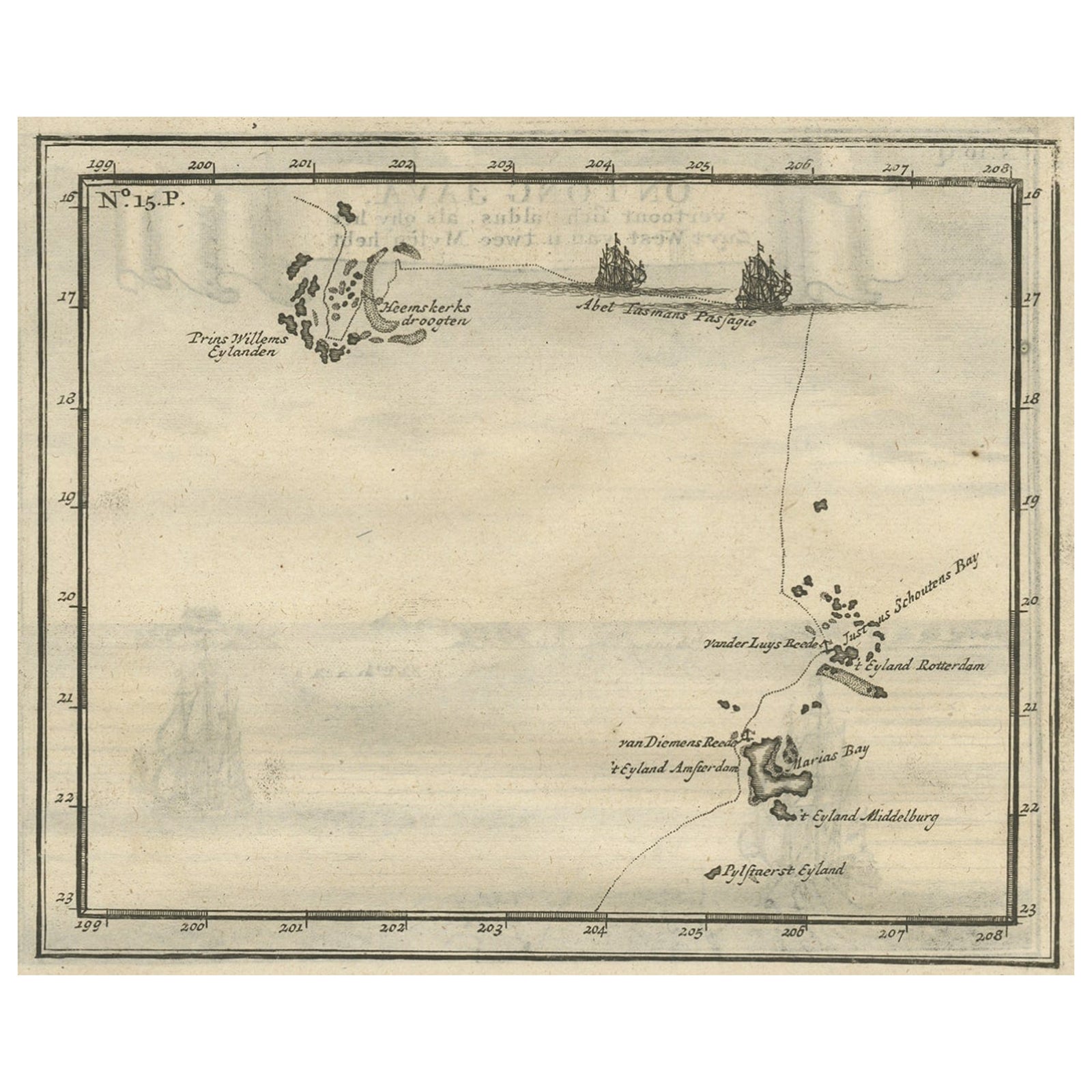Antique Map of the Banda Islands and the Route of Abel Tasman, Indonesia, 1726