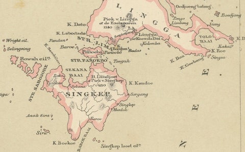 Antique Map of Riouw, Lingga Archipelago, Singapore, Banda by Dornseiffen, 1884, close-up 5