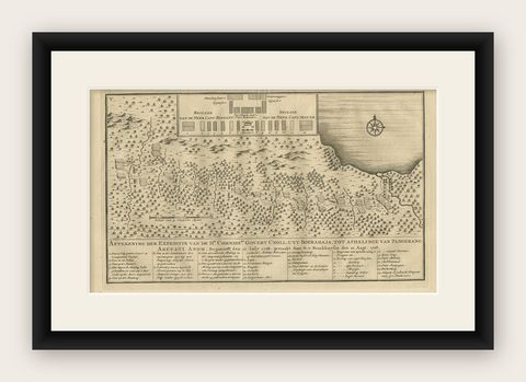 Antique Print of the Expedition from Surabaya to Pangerang by Valentijn, '1726', shown framed