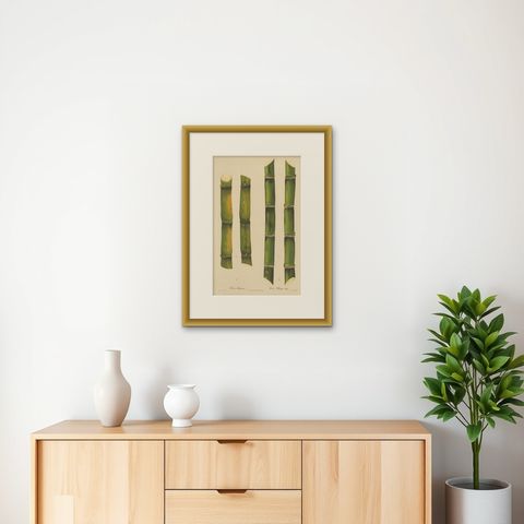 Antique Sugarcane Chromolithograph, Teboe Ardjoeno and Teboe Mangis idjo, 1892, shown framed on a wall, true to size