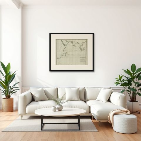 Old Map of Indian Ocean & Sumatra, Java, Borneo, India, Arabia, Africa, c.1783, shown framed in a room, true to size
