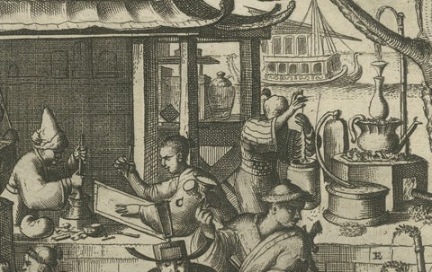 Global Harvests and Crafts: From the East Indies to Chinese Lacquerwork, c. 1708, close-up 1
