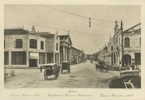 Kesawan Street from North, Medan, Dutch East Indies, Antique Photogravure c.1900, close-up 6