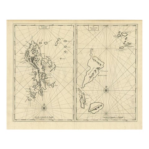 Antique Map of Sangir Island and the Talaud Islands by Valentijn, 1726